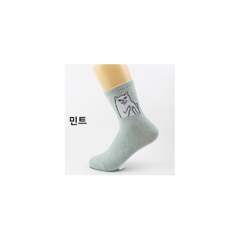 SJNMS20A - Crew Socks (Cat Grey)