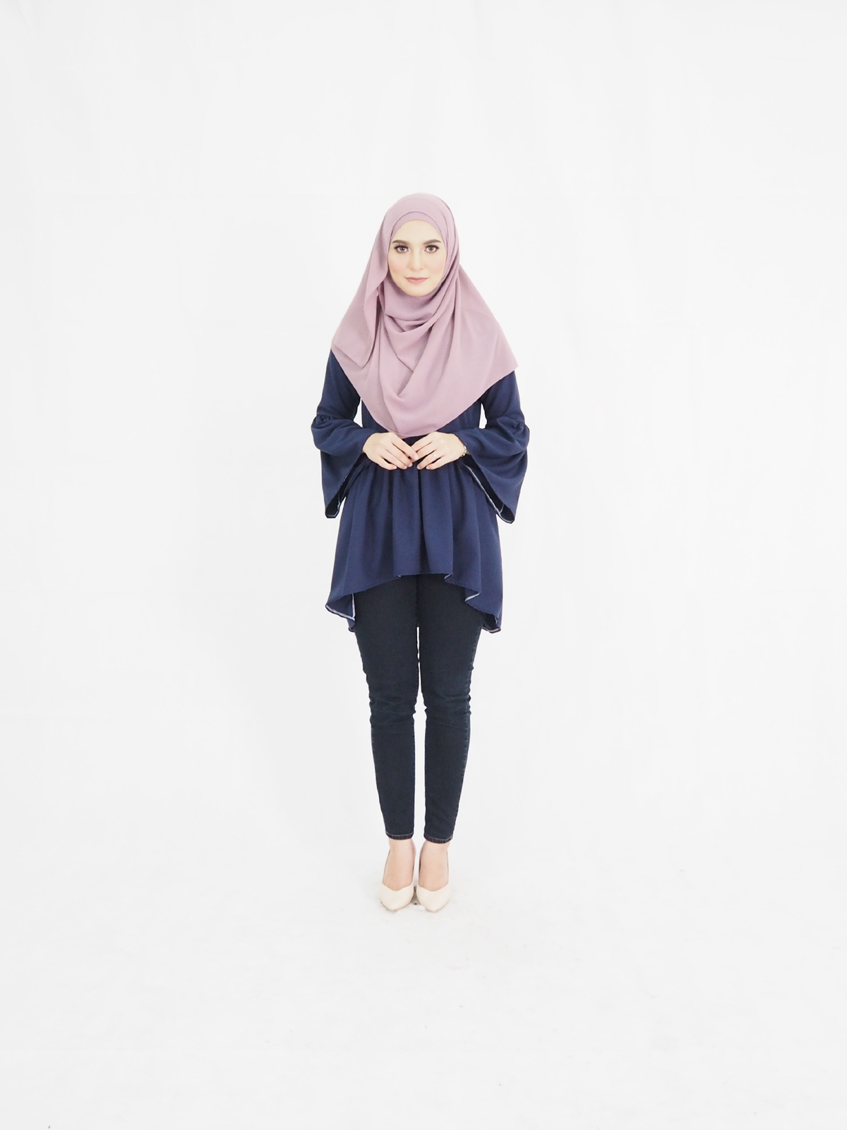 SW4865 Trendy Blouse (Plus Size) Navy