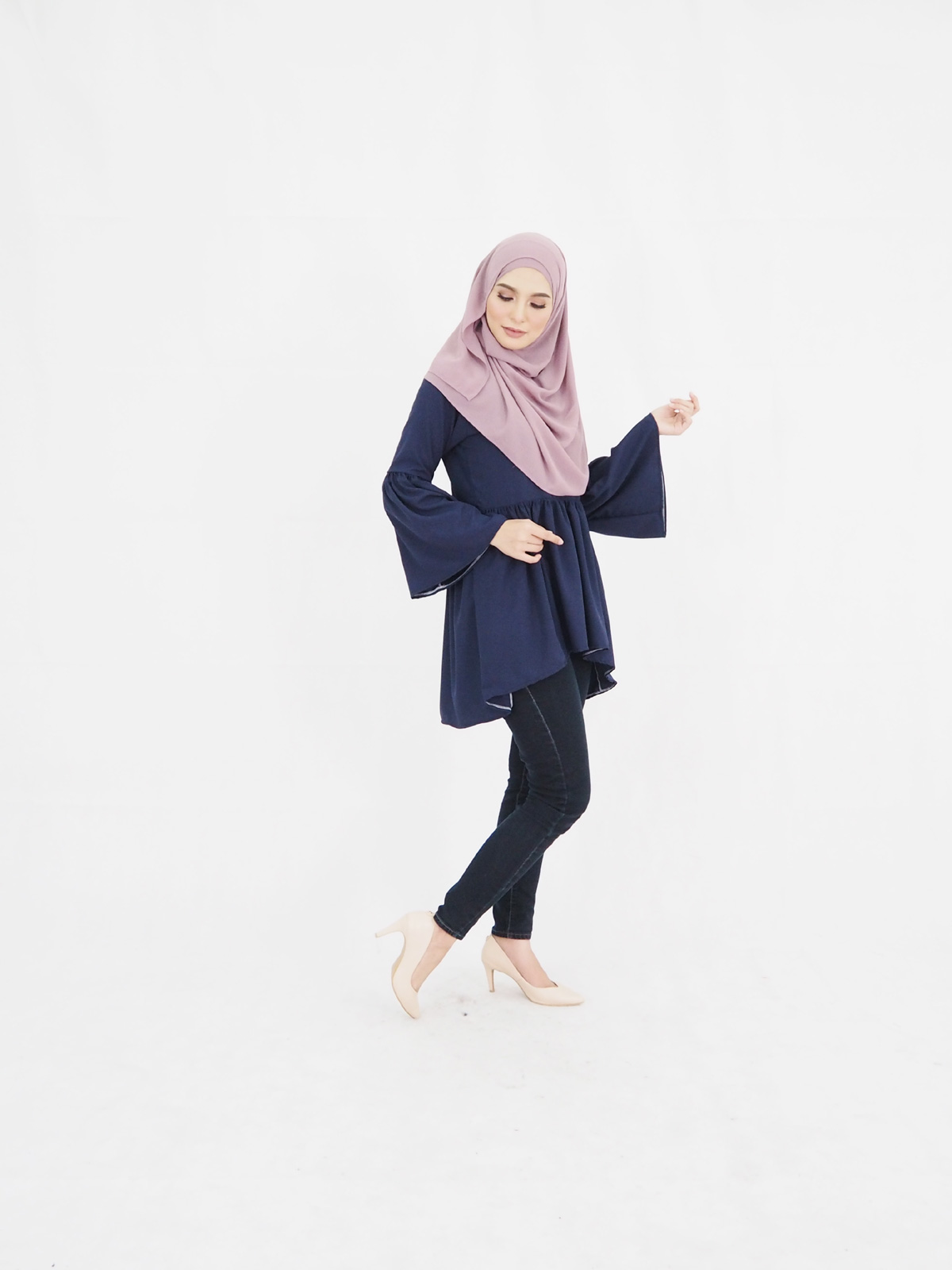 SW4865 Trendy Blouse (Plus Size) Navy
