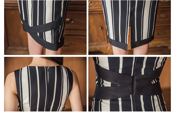 BM70261 Elegant Stripe Dress As Picture