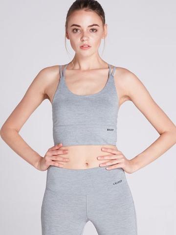 0049: Melange Crop Bra Flow Back (Grey)