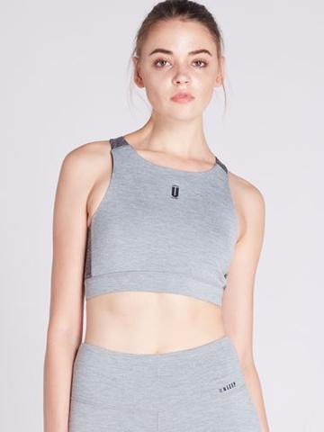 0049: Melange Crop Bra Flow Back (Grey)