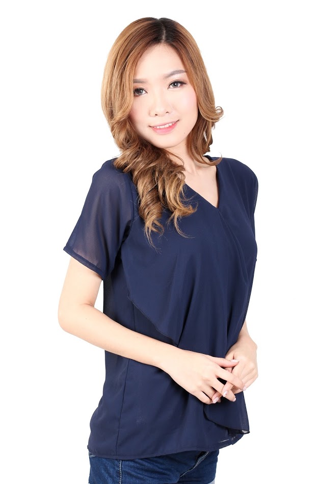 QA-328 Basic Short Sleeves Top Blue