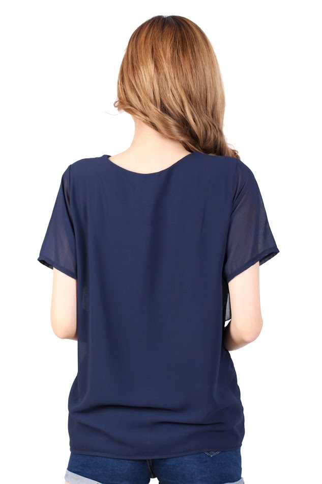 QA-328 Basic Short Sleeves Top Blue