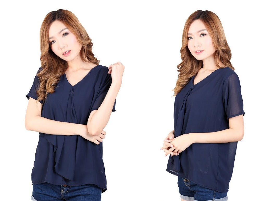 QA-328 Basic Short Sleeves Top Blue