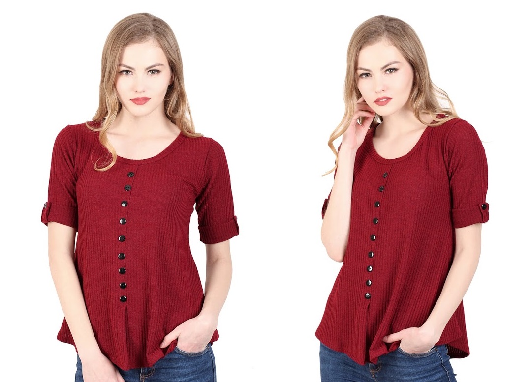 QA-344 Casual Knit Top Maroon