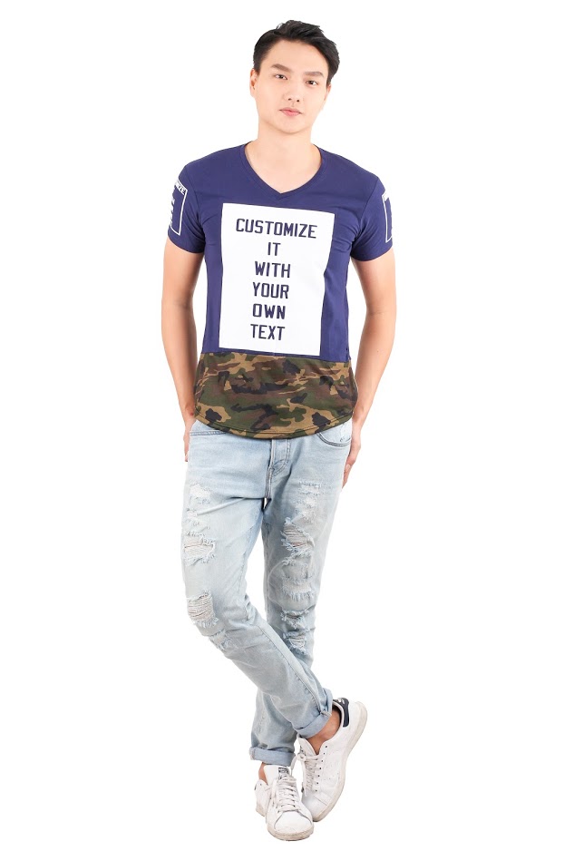 QA-348 Men Short Sleeves Shirt Blue