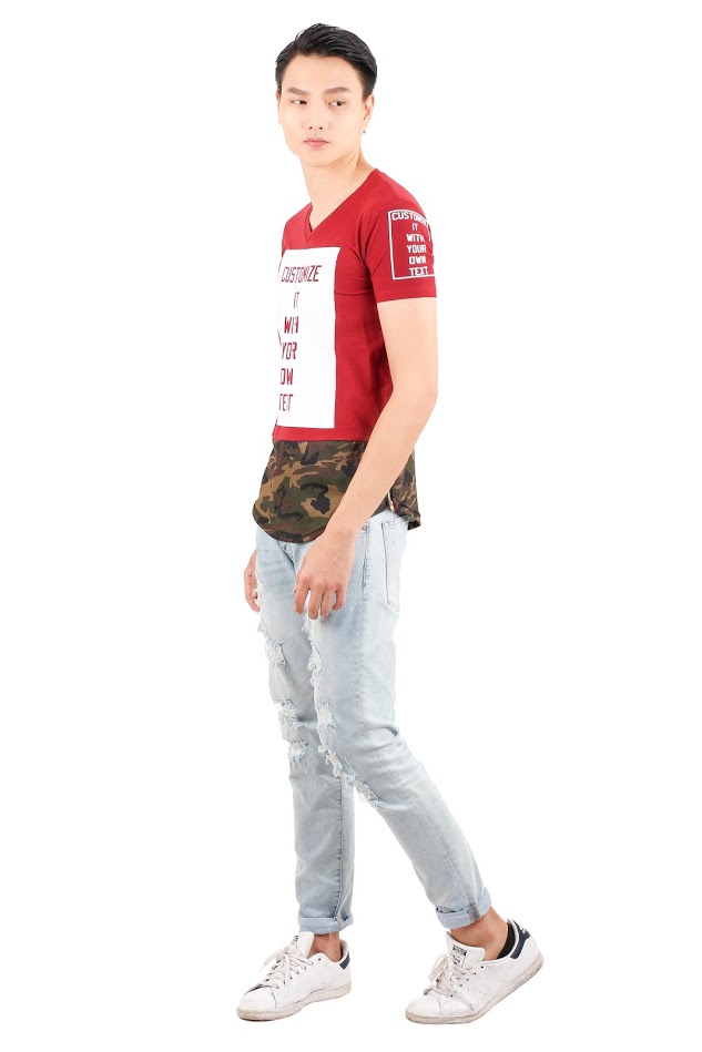 QA-348 Men Short Sleeves Shirt Red