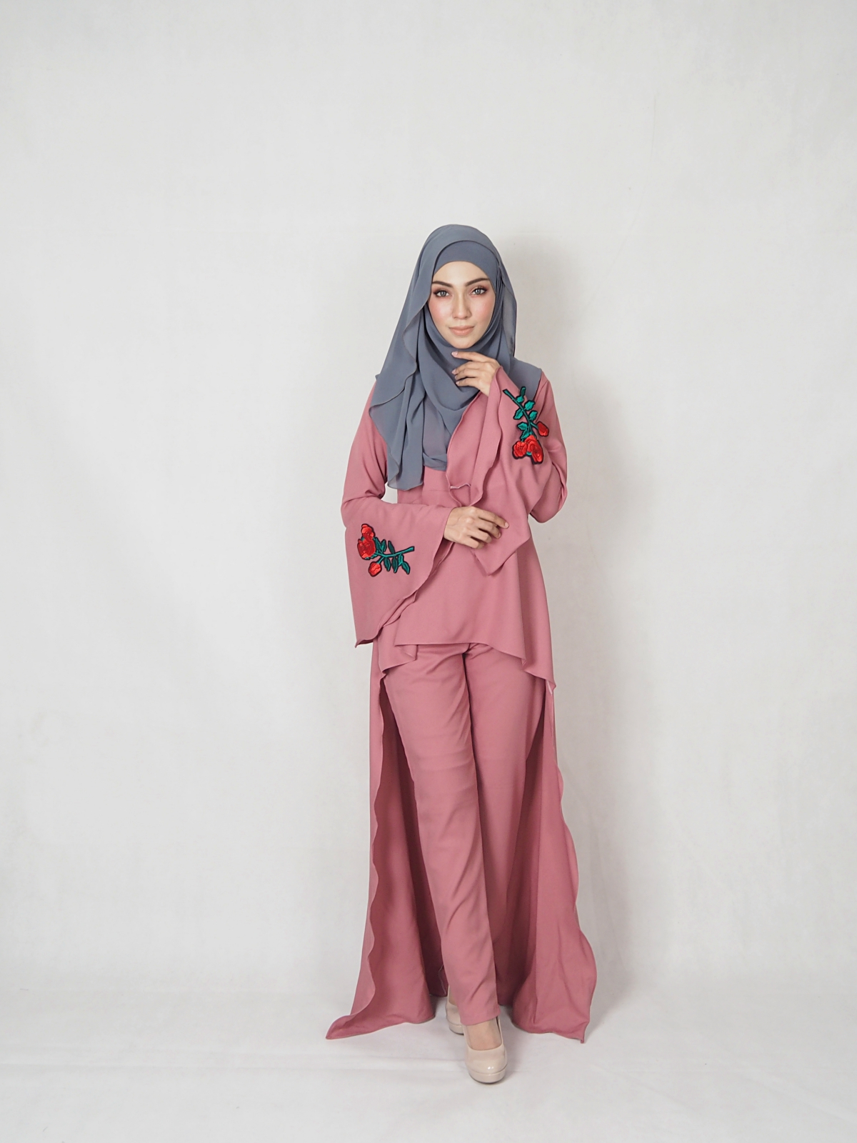 SW4834 Rose Set Blouse & Pants Dusty Pink
