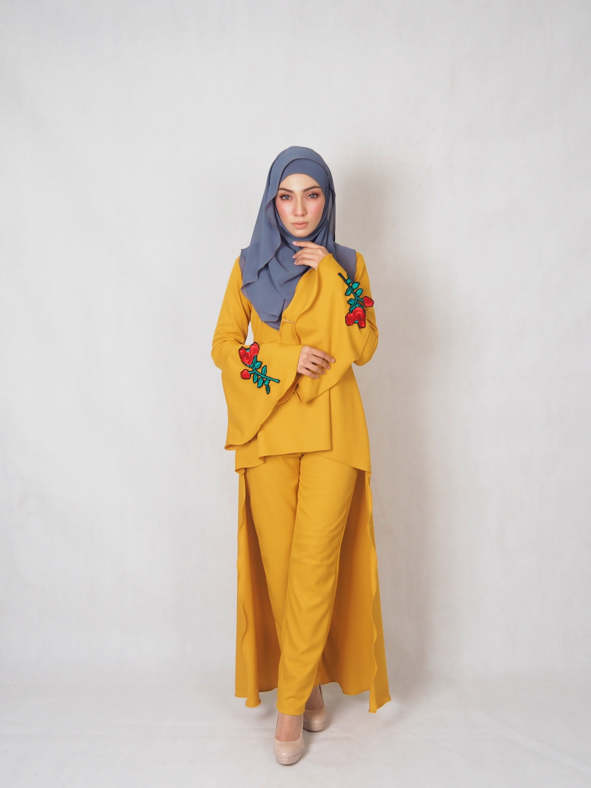SW4834 Rose Set Blouse & Pants Mustard