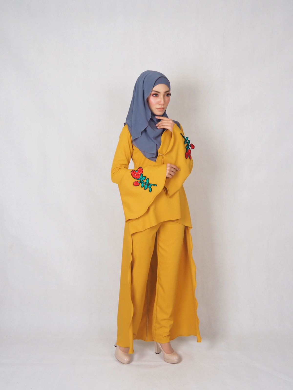 SW4834 Rose Set Blouse & Pants Mustard
