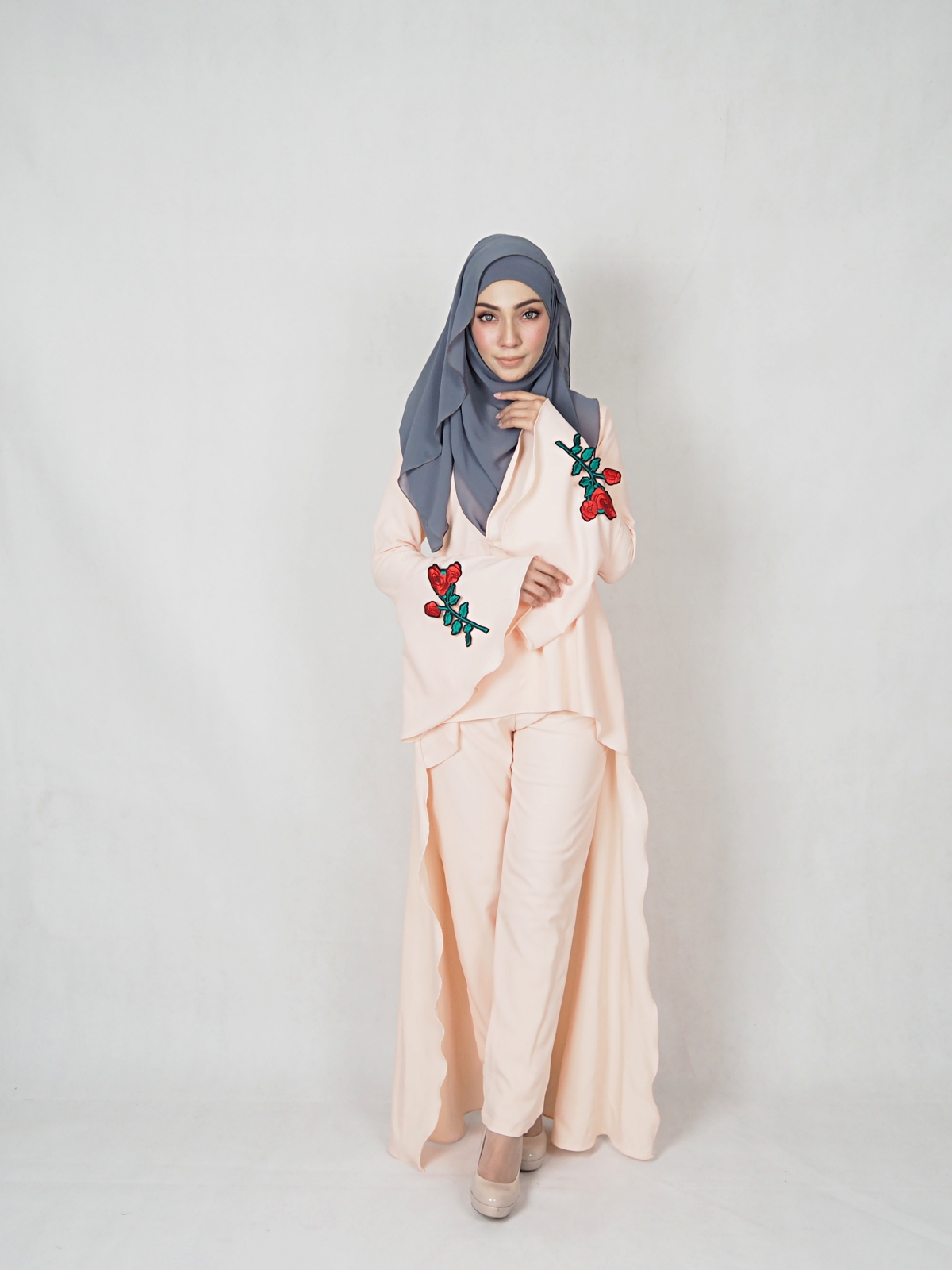 SW4834 Rose Set Blouse & Pants Peach