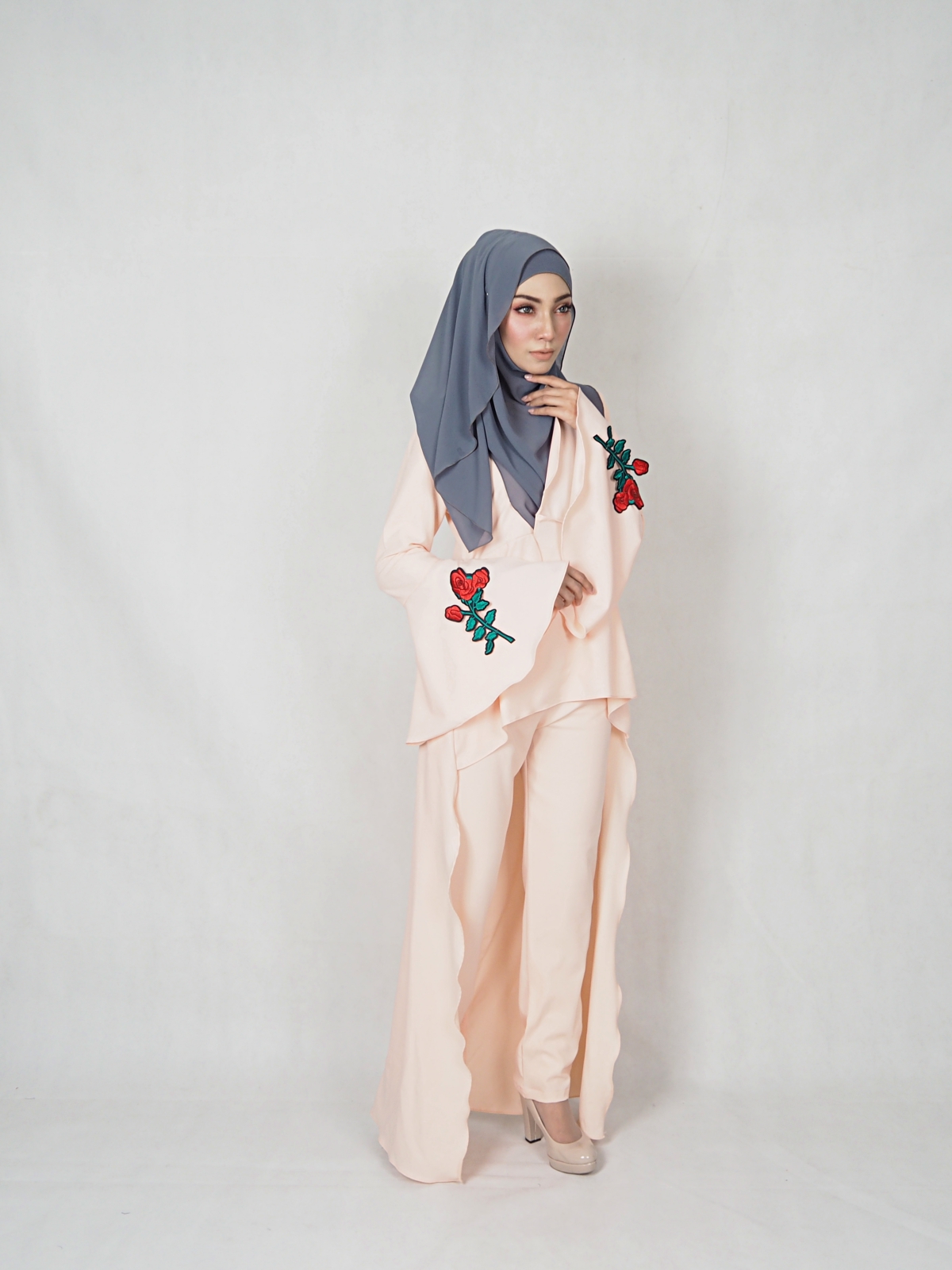 SW4834 Rose Set Blouse & Pants Peach