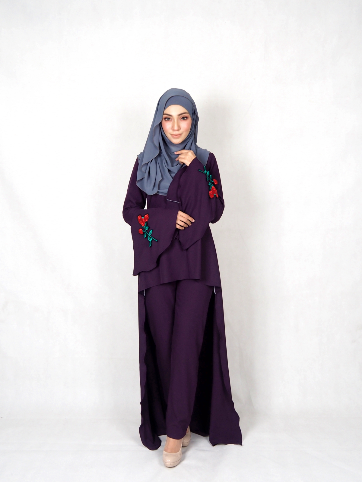 SW4834 Rose Set Blouse & Pants Purple