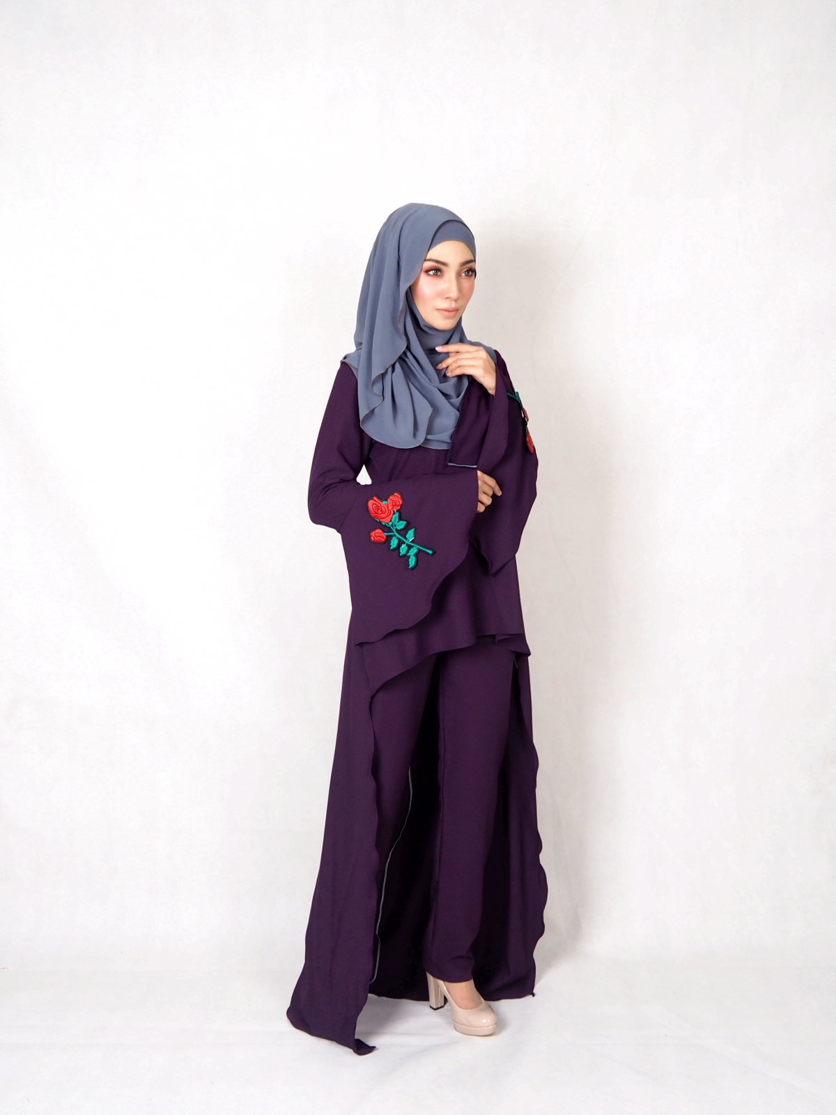 SW4834 Rose Set Blouse & Pants Purple