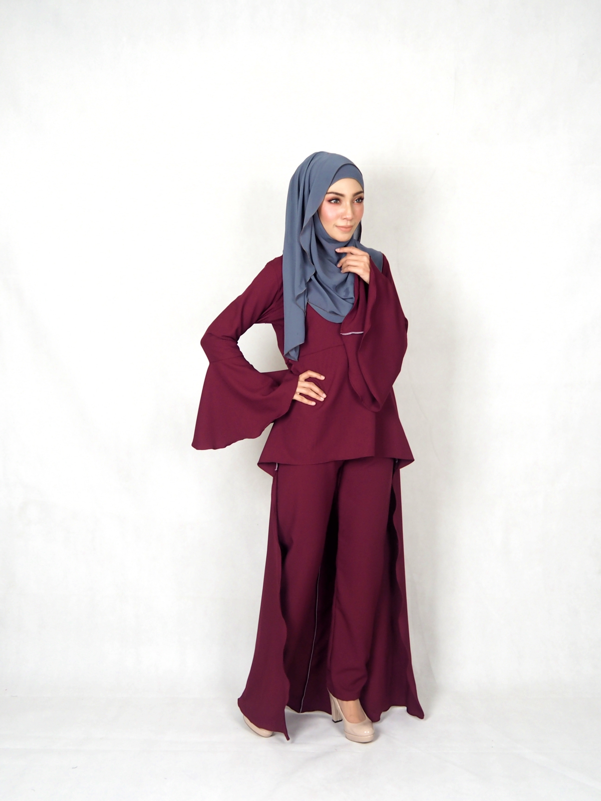 SW4845 Blouse & Pant (Plus Size) Maroon