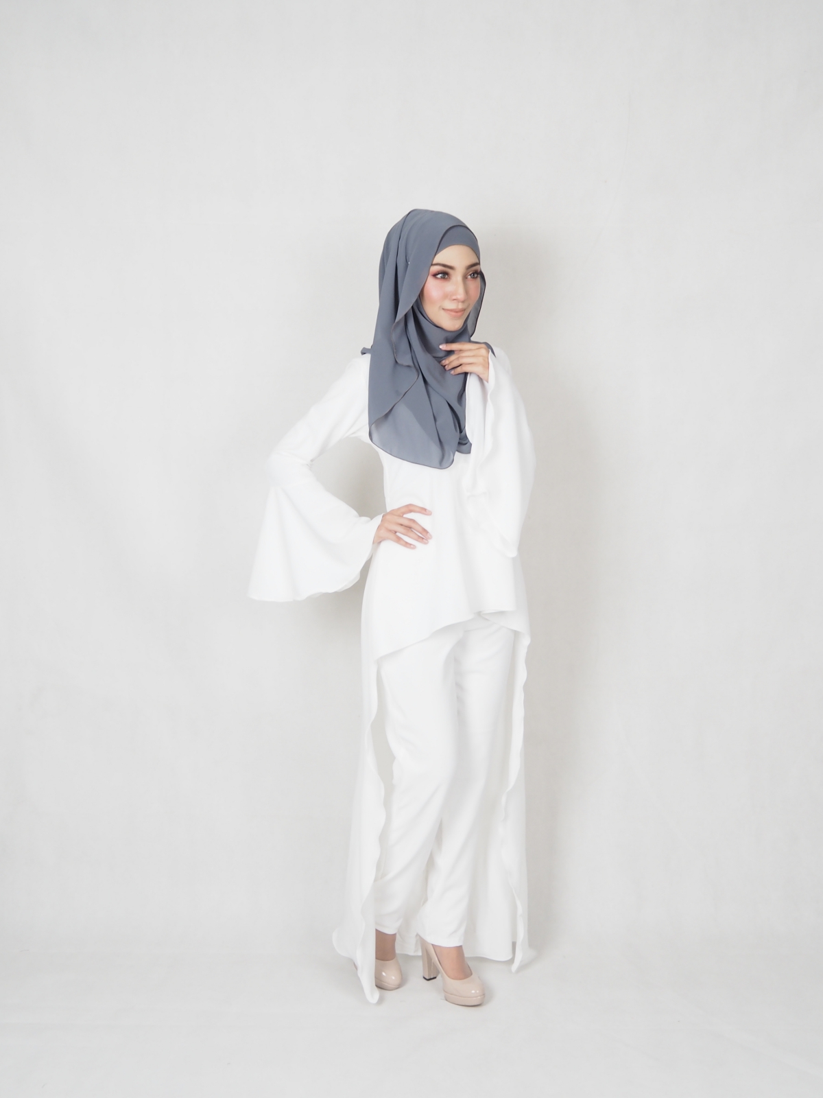 SW4845 Blouse & Pant (Plus Size) White