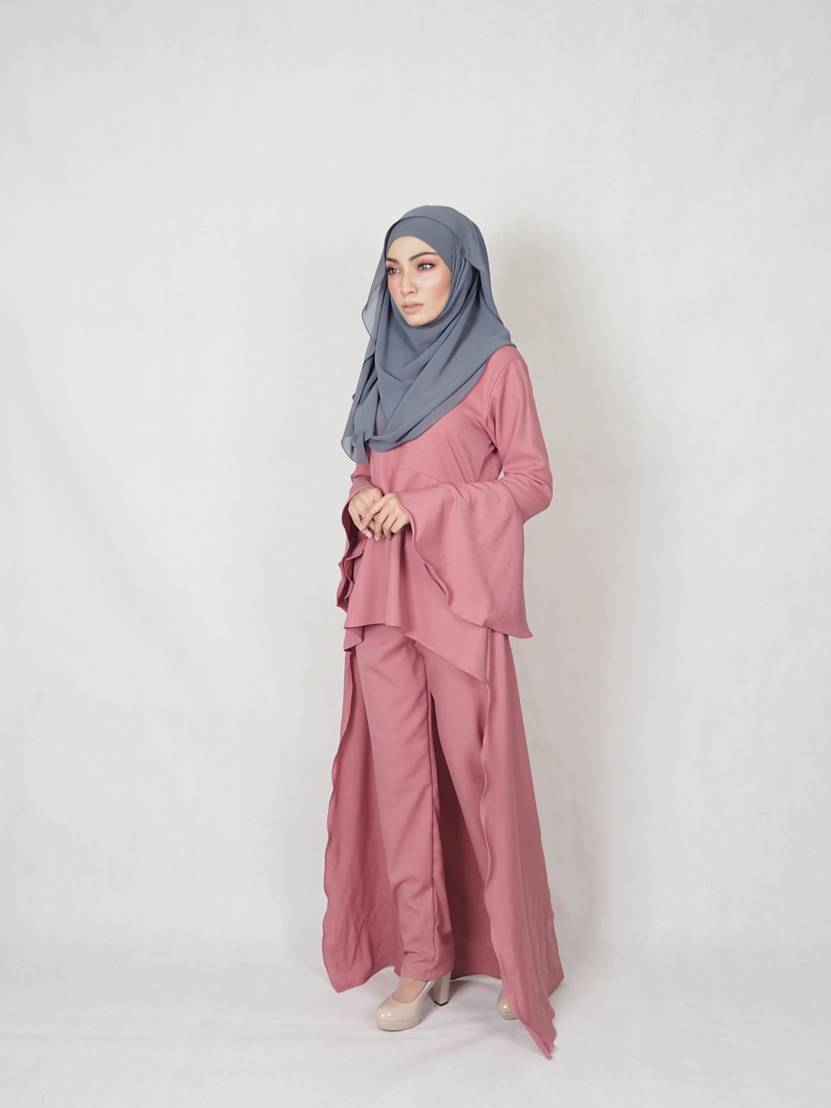 SW4846 Blouse & Pant (Plus Size) Dusty Pink