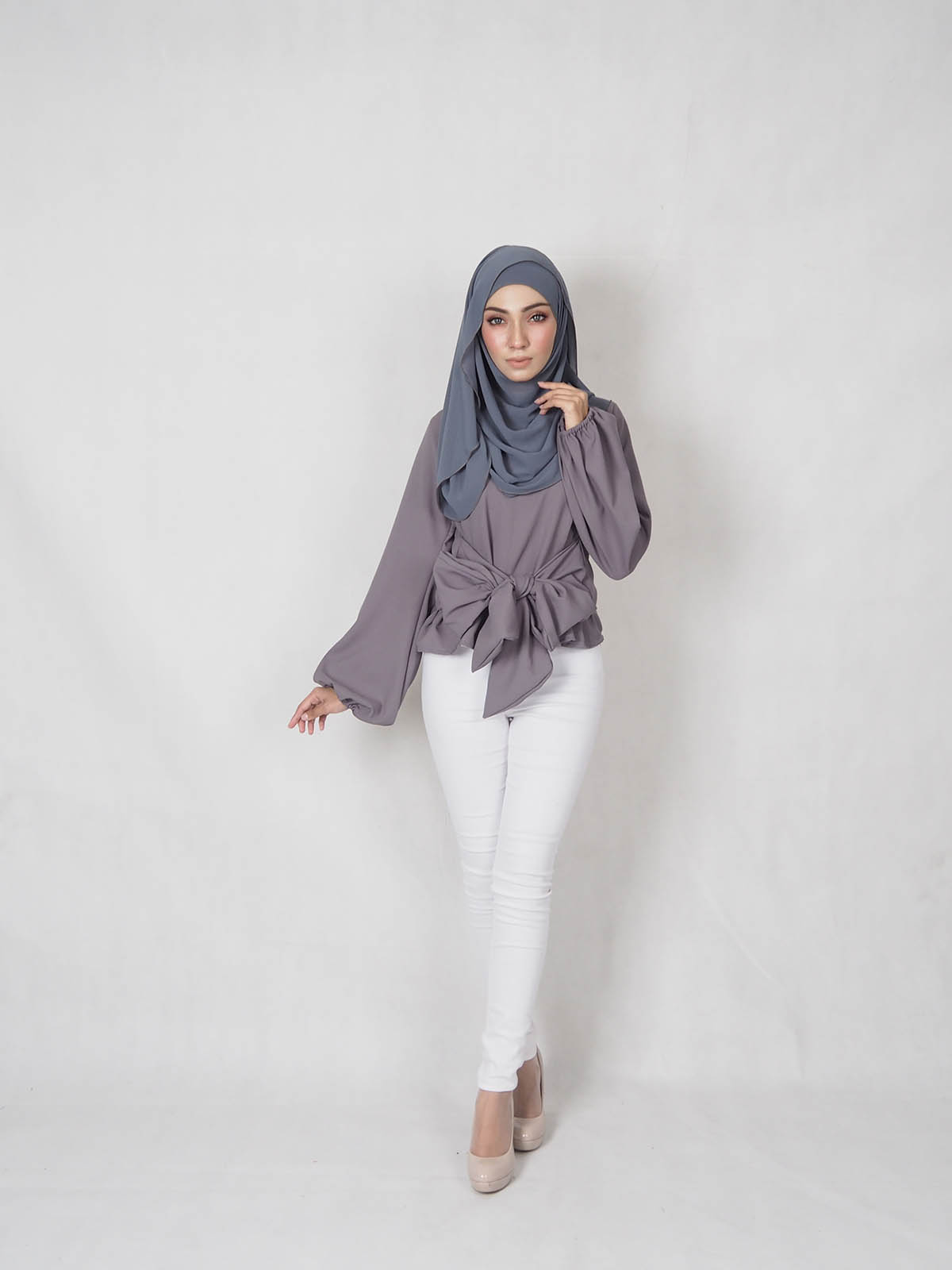 SW4847 Stylish Blouse (Plus Size) Grey