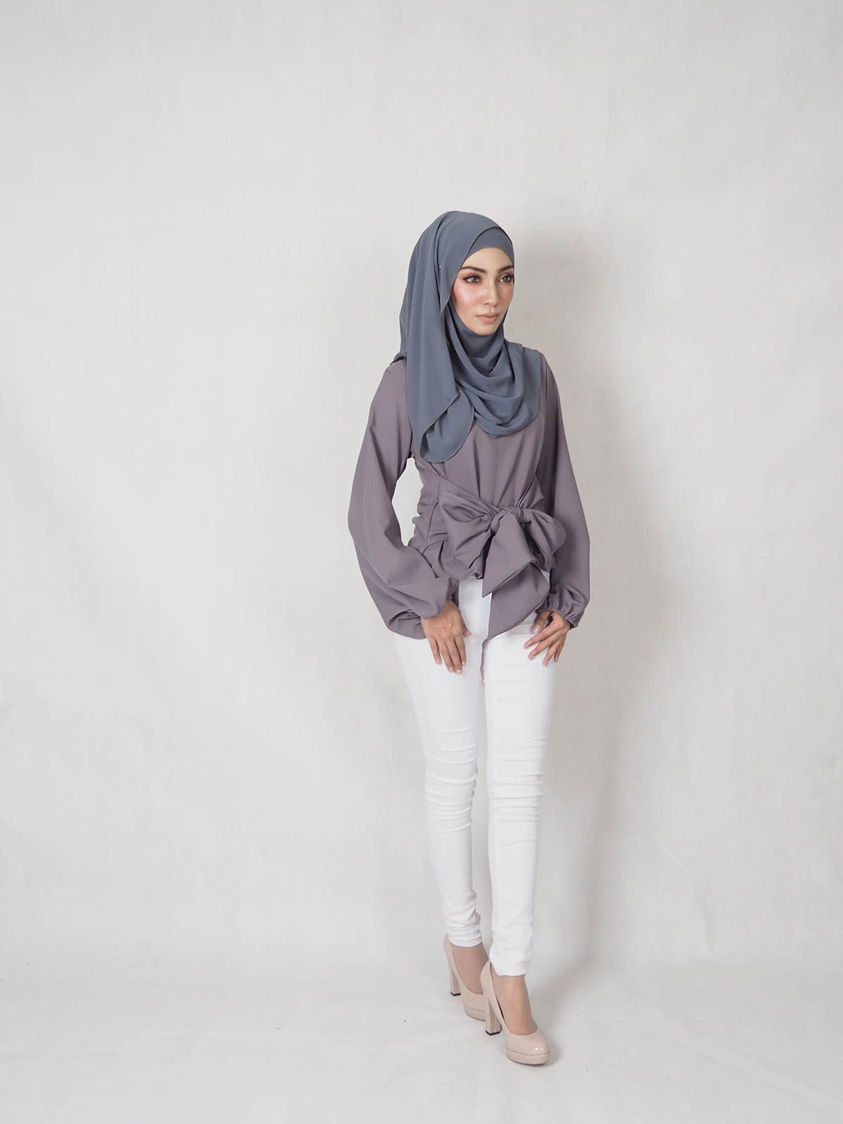 SW4847 Stylish Blouse (Plus Size) Grey