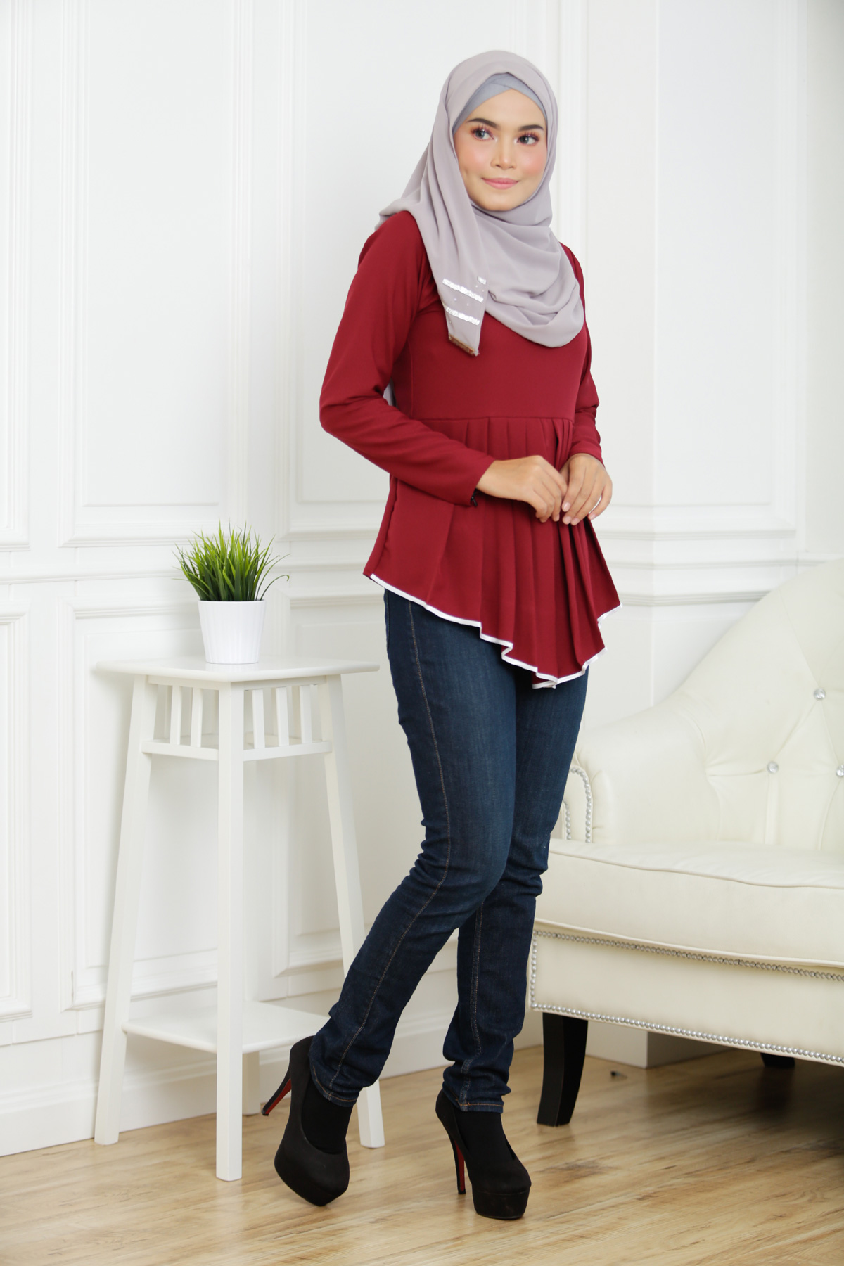 SW4848 Stylish Blouse Maroon