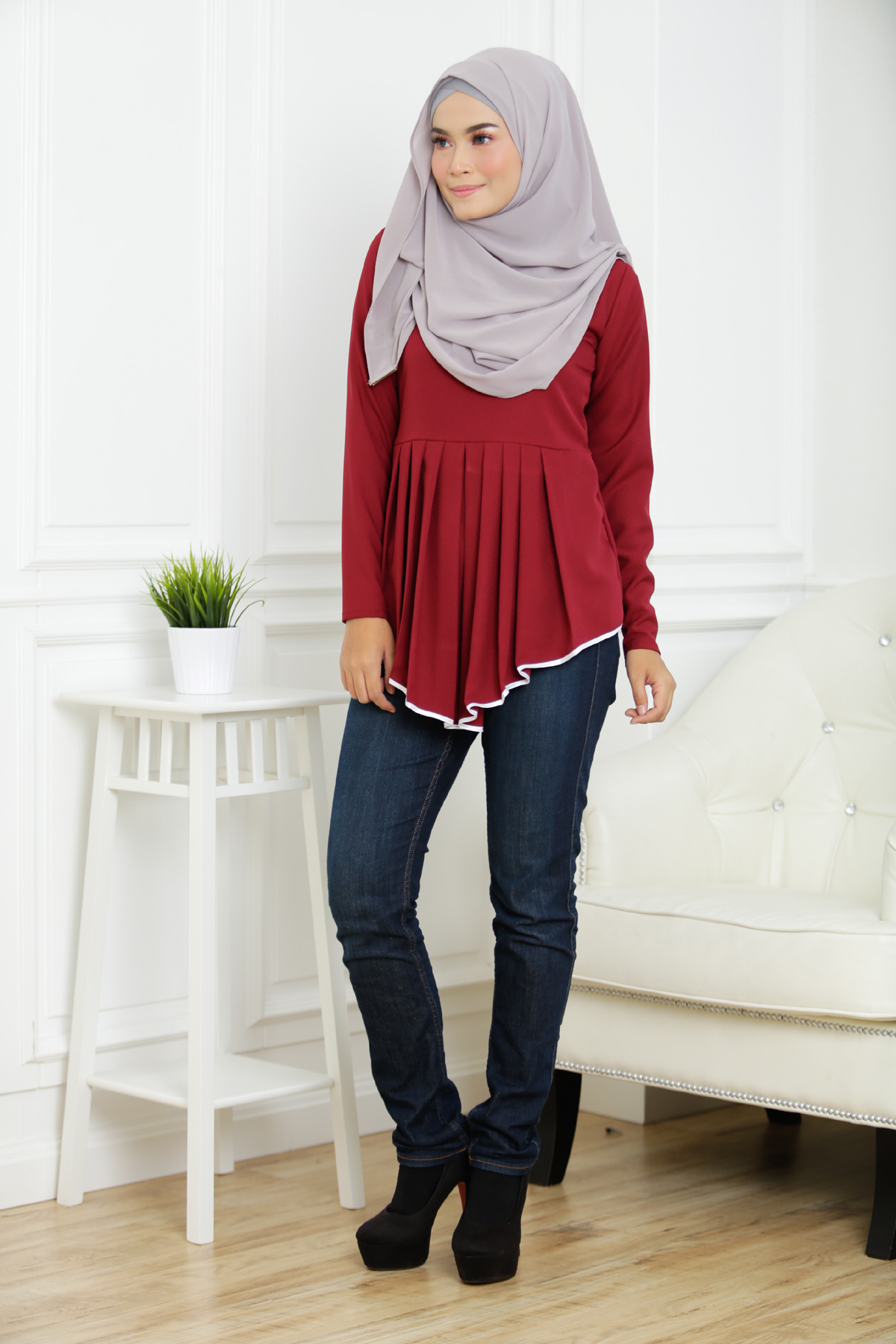 SW4848 Stylish Blouse Maroon