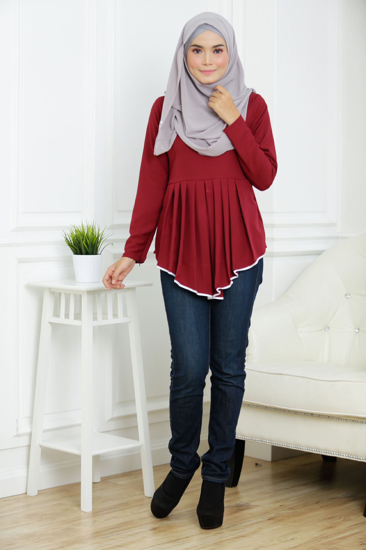 SW4848 Stylish Blouse Maroon