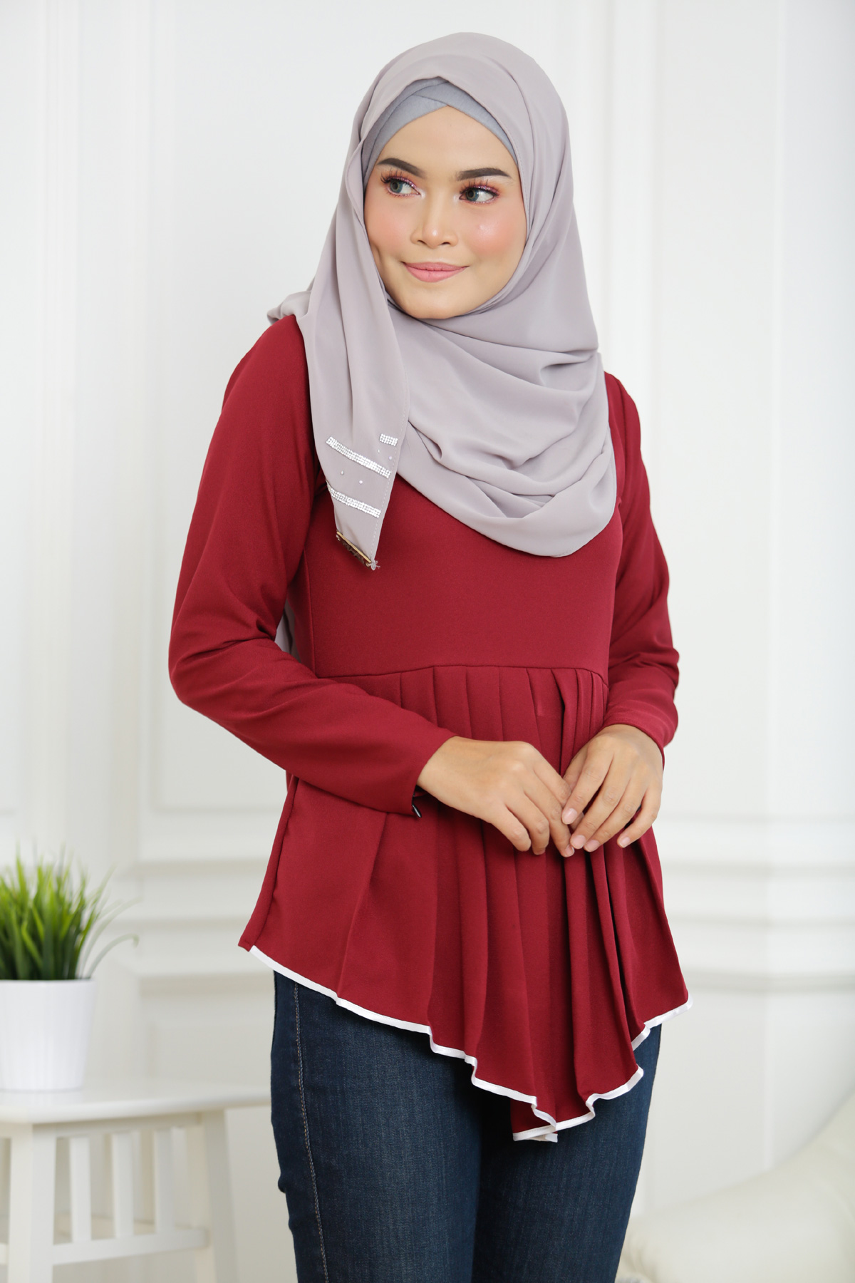 SW4848 Stylish Blouse Maroon