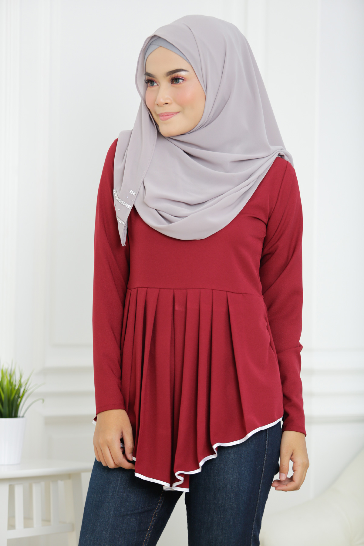 SW4848 Stylish Blouse Maroon