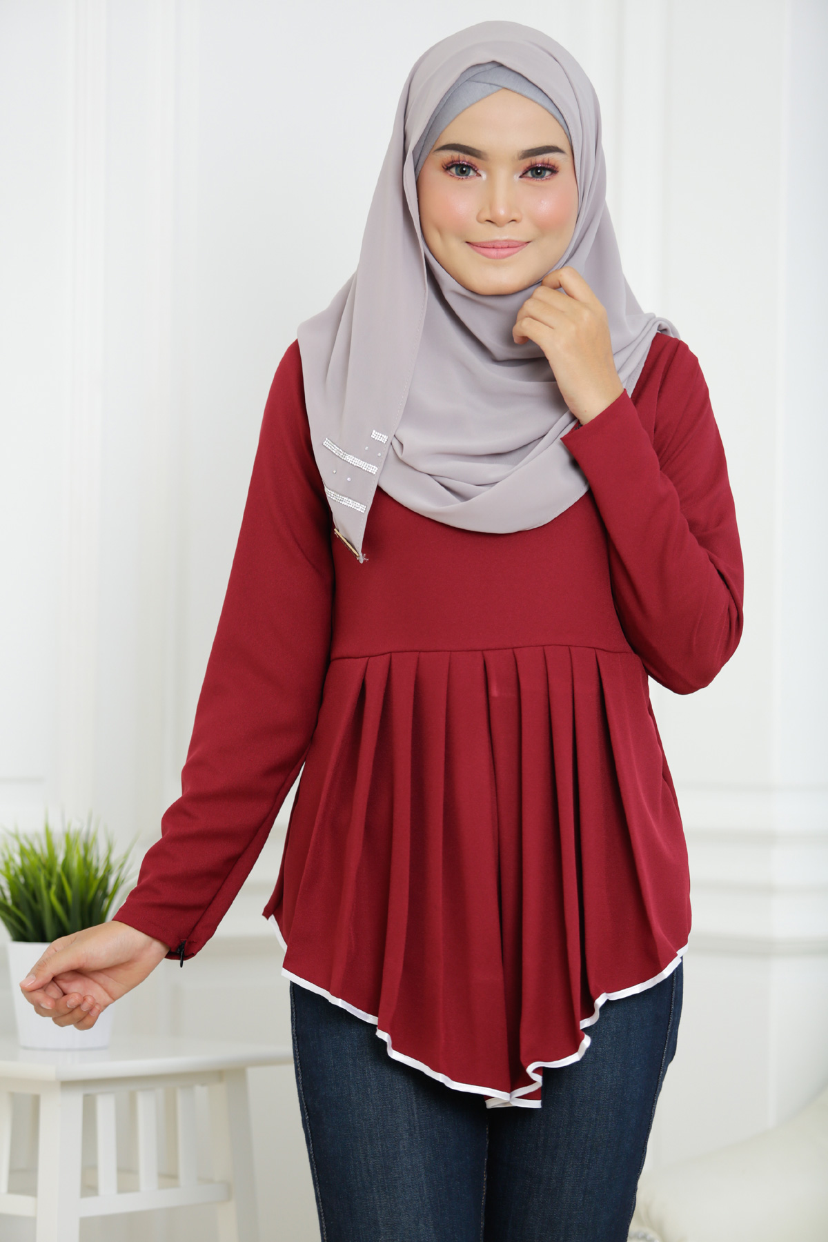 SW4848 Stylish Blouse Maroon