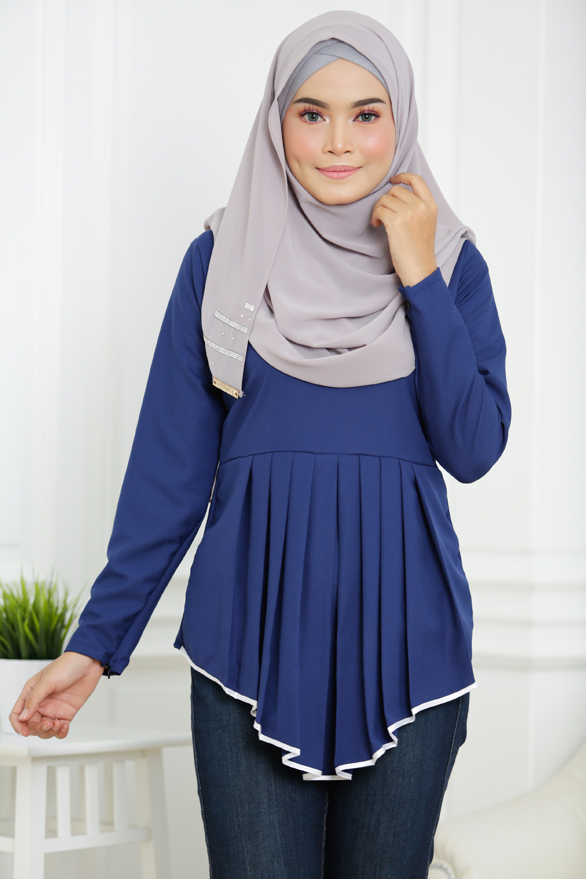 SW4849 Fashion Blouse (Plus Size) Navy