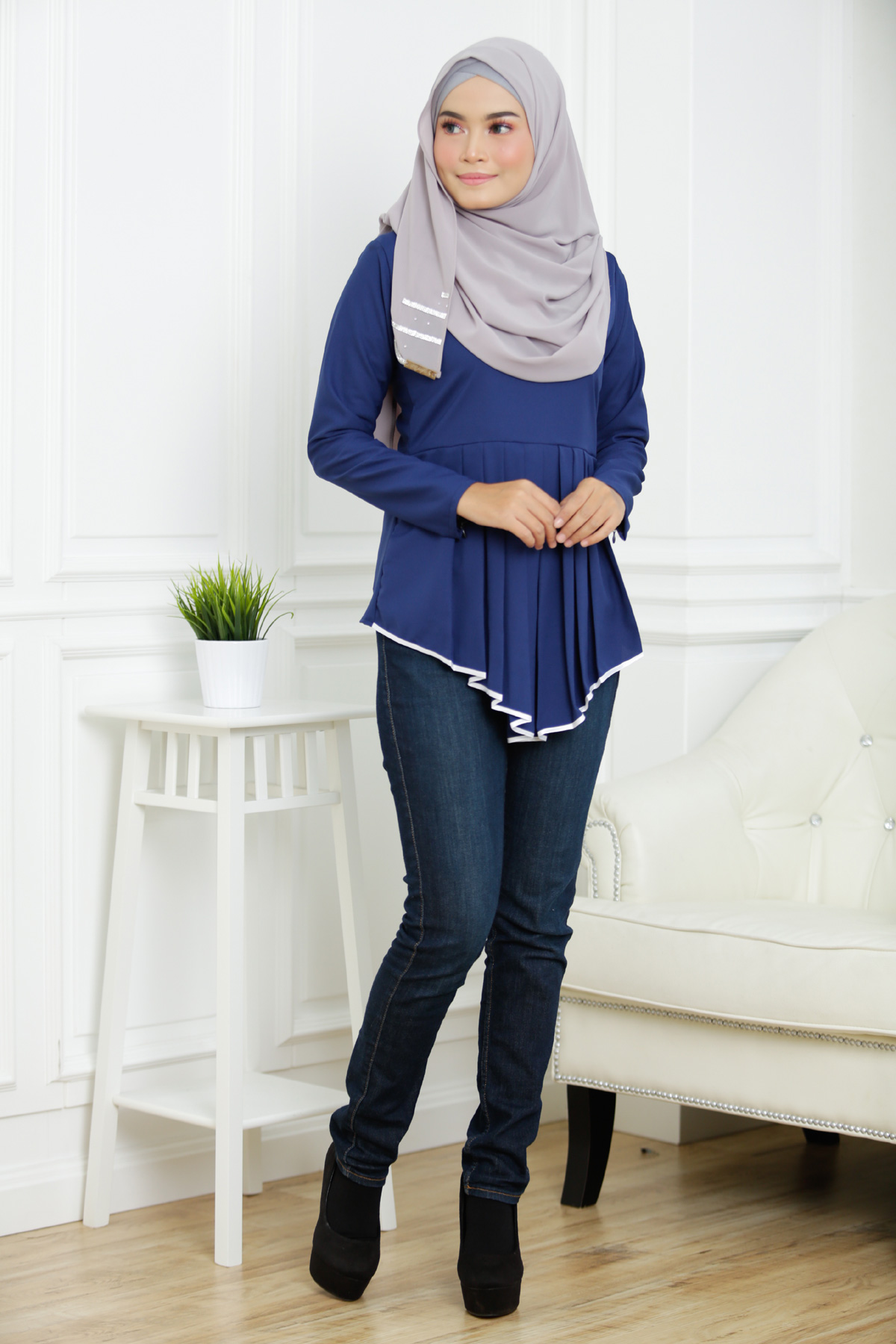 SW4849 Fashion Blouse (Plus Size) Navy