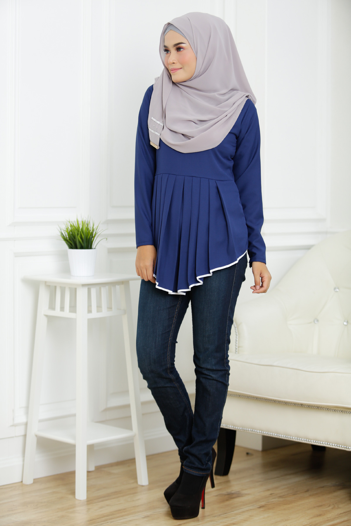 SW4849 Fashion Blouse (Plus Size) Navy