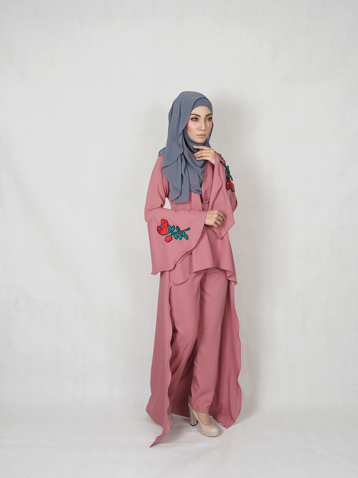 SW4853 Blouse & Pant (Plus Size) Dusty Pink