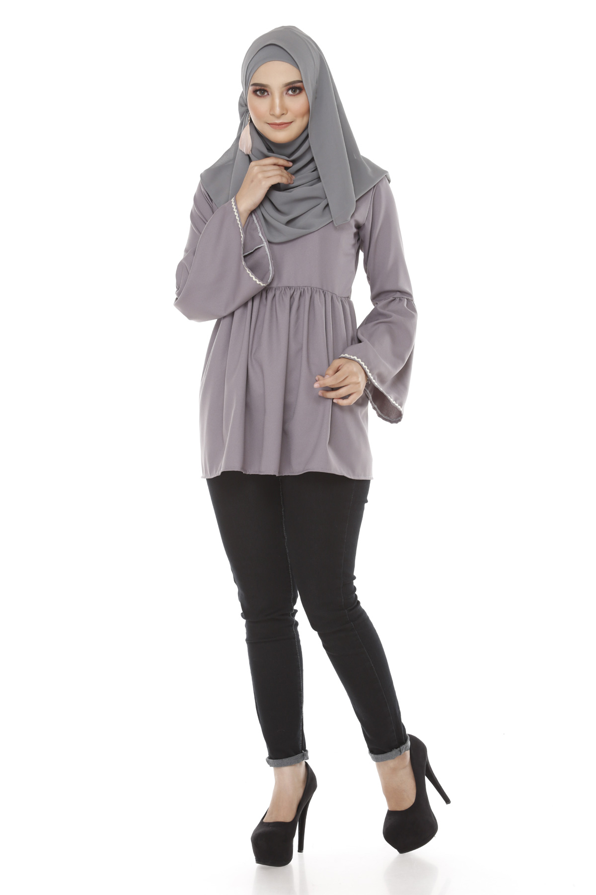 SW4864 Fashion Blouse (Plus Size) Grey