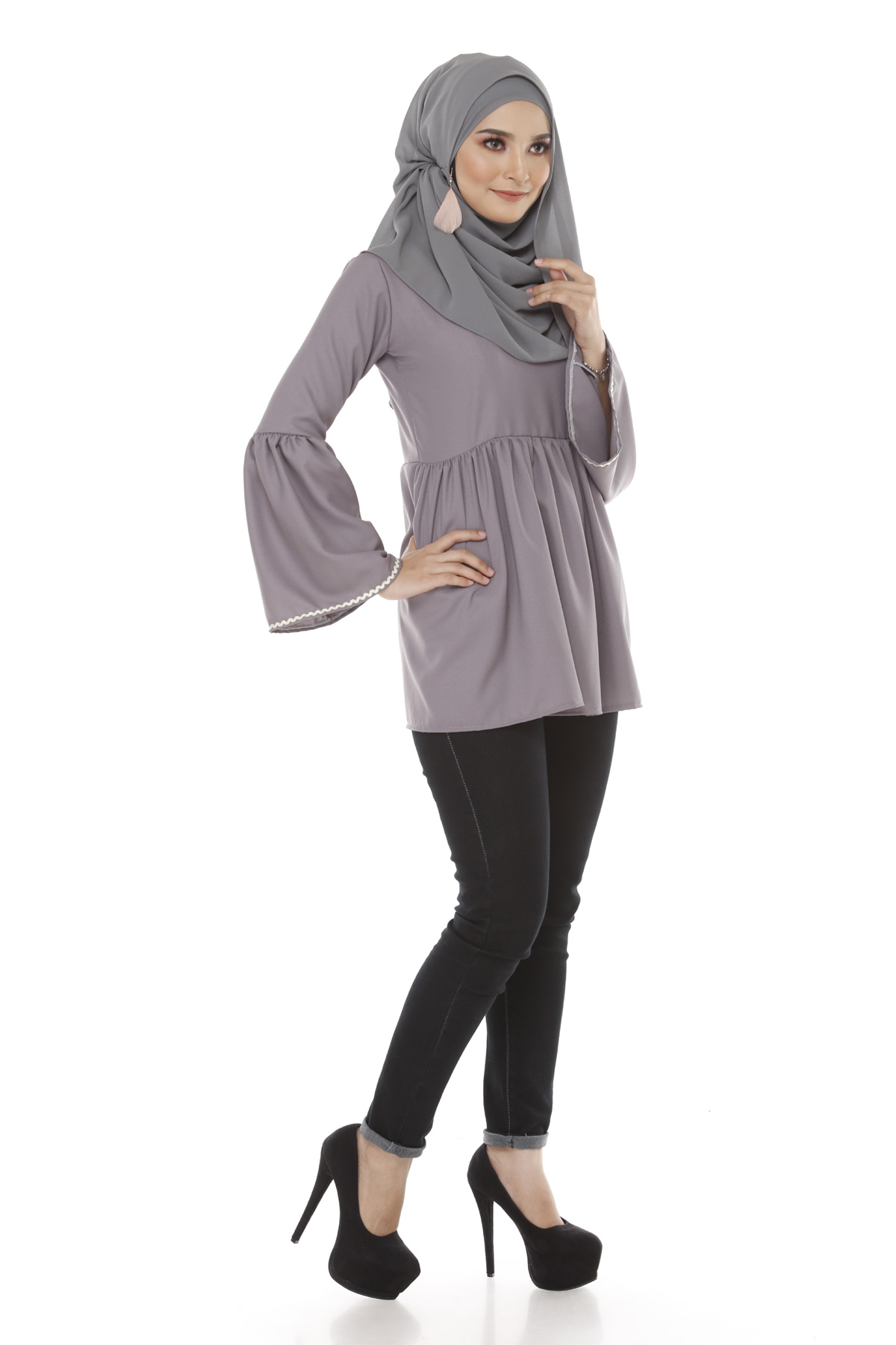 SW4864 Fashion Blouse (Plus Size) Grey