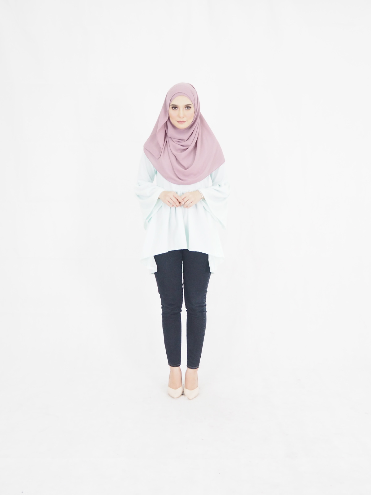 SW4865 Trendy Blouse (Plus Size) Light Blue