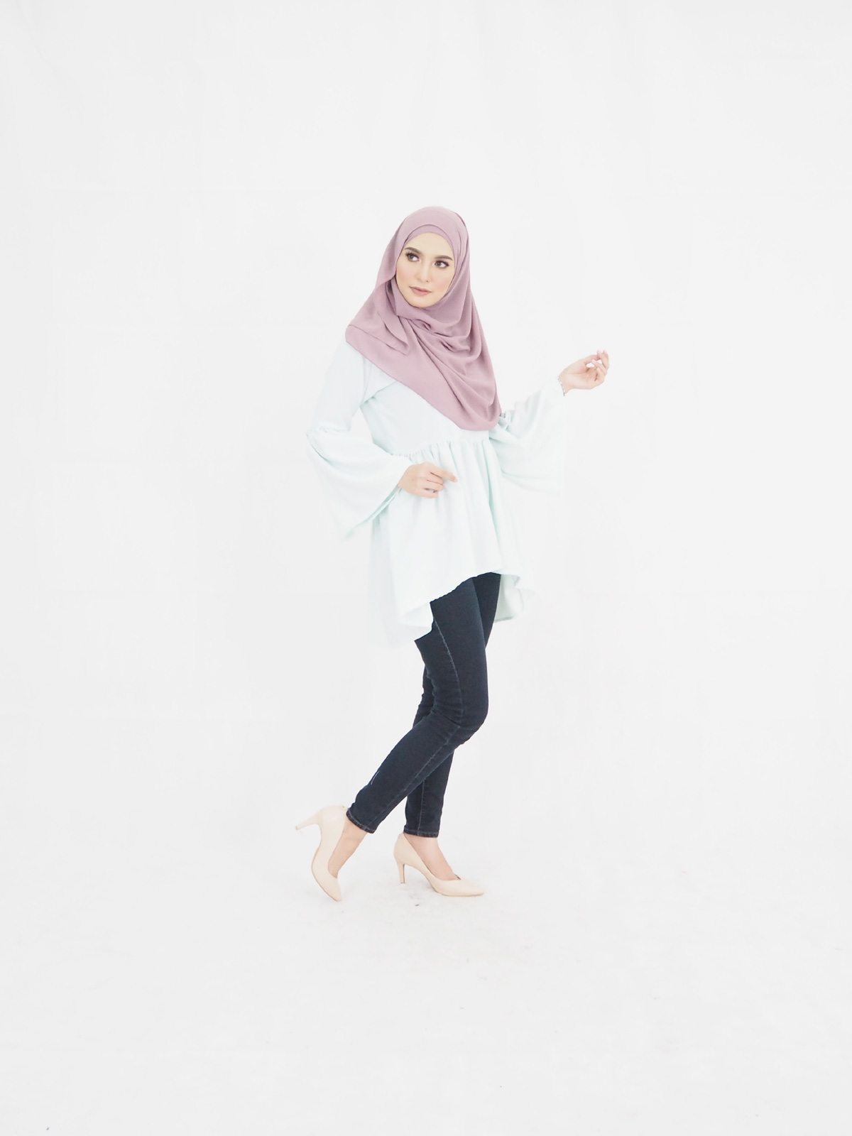 SW4865 Trendy Blouse (Plus Size) Light Blue