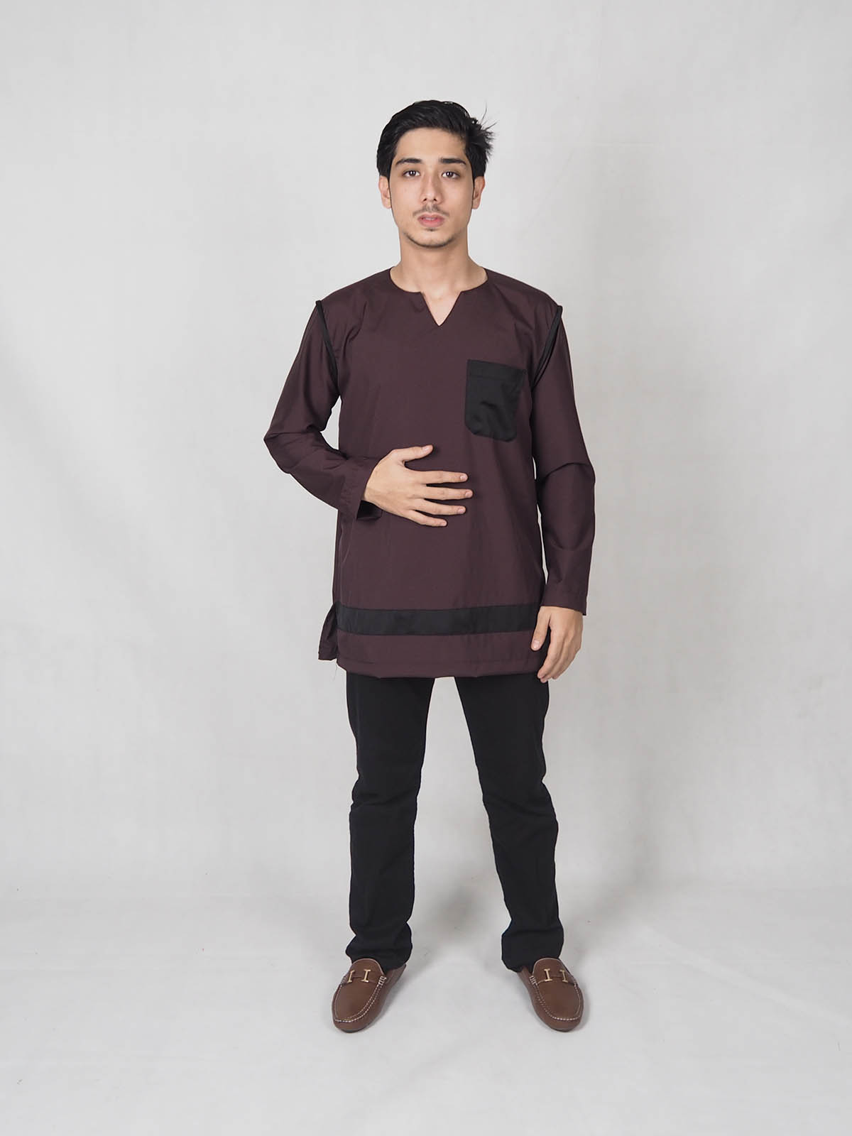 SW4878 Trendy Men Kurta Dark Brown