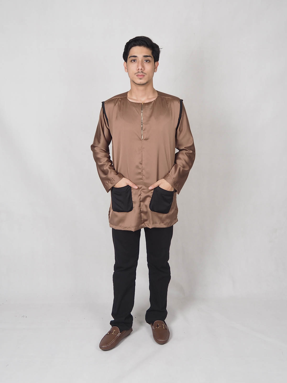 SW4884 Men Kurta (Plus Size) Brown