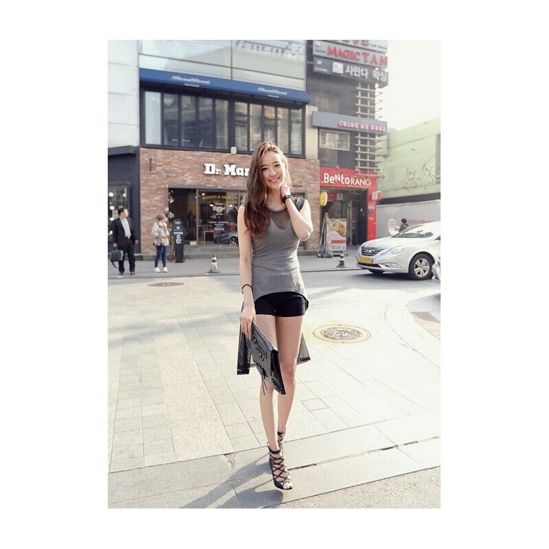 WT21156 Korea Fashion Top Grey