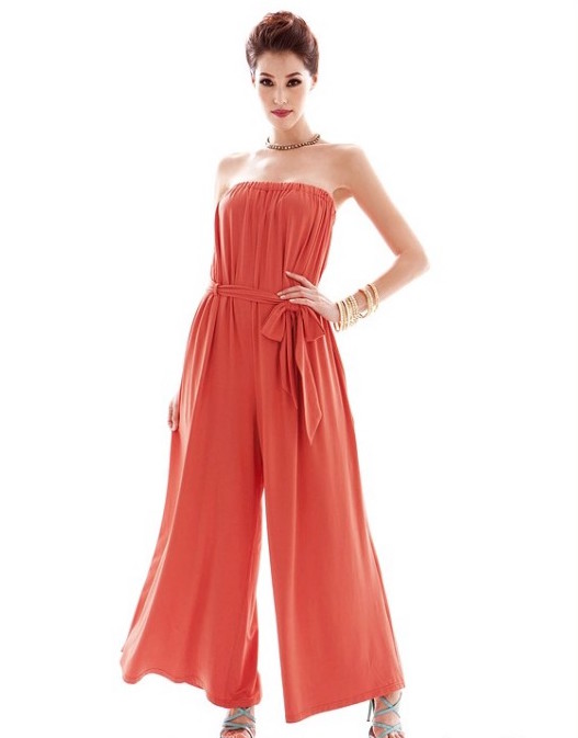 WD21165 Fashion Tube Jumpsuit Orange