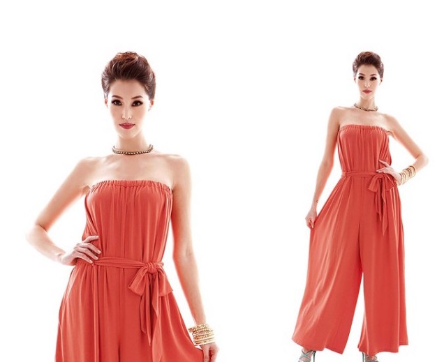 WD21165 Fashion Tube Jumpsuit Orange