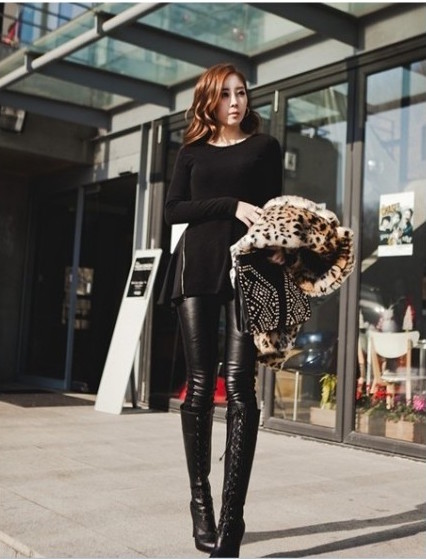 WT21179 Korea Fashion Top Black