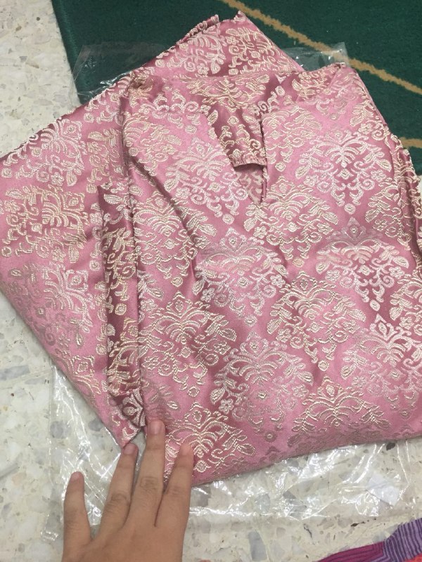 3290 Brocade set kurung vintage pink