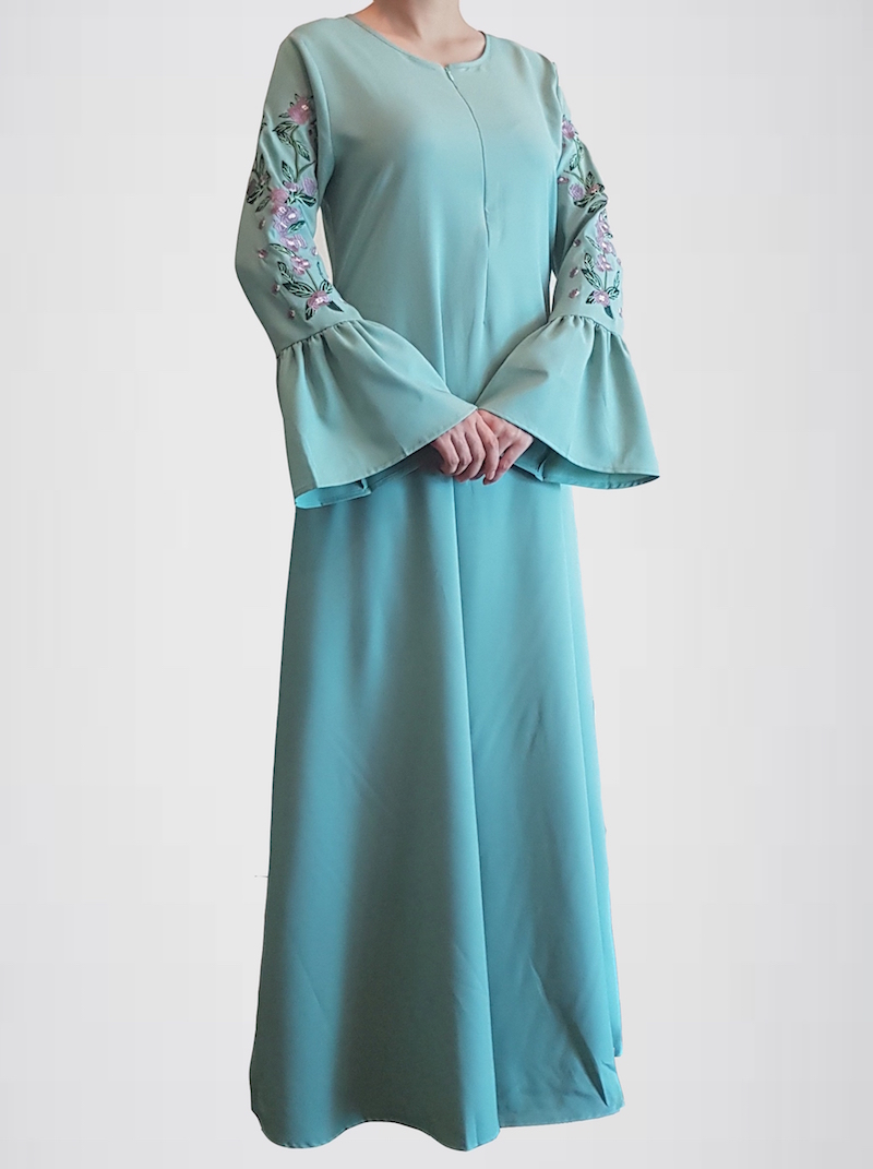BM70351 Elegant Embroidered Jubah Mint