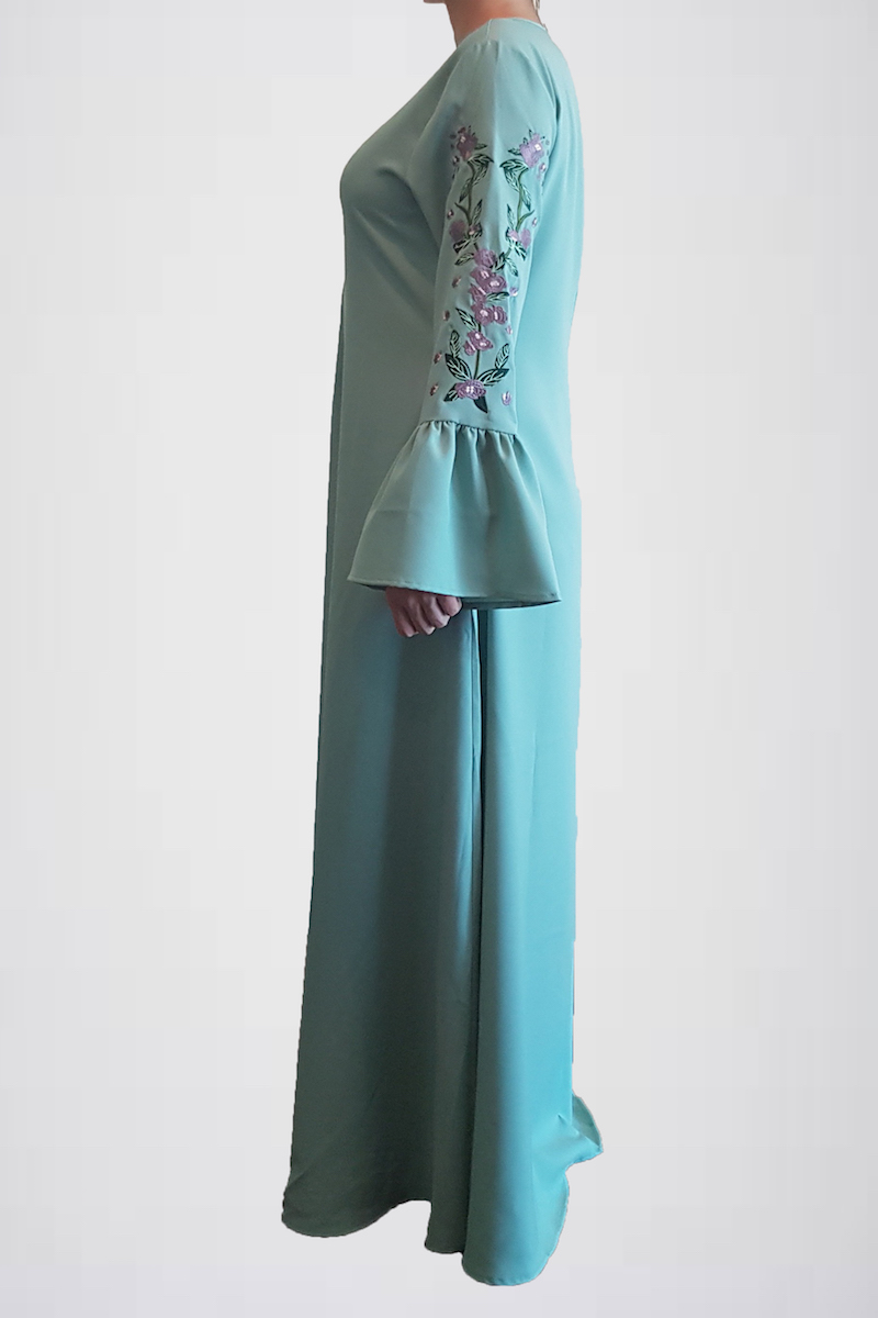 BM70351 Elegant Embroidered Jubah Mint