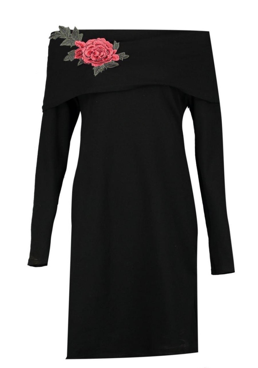 BM70359 Fashion Off-Shoulder Dress Black