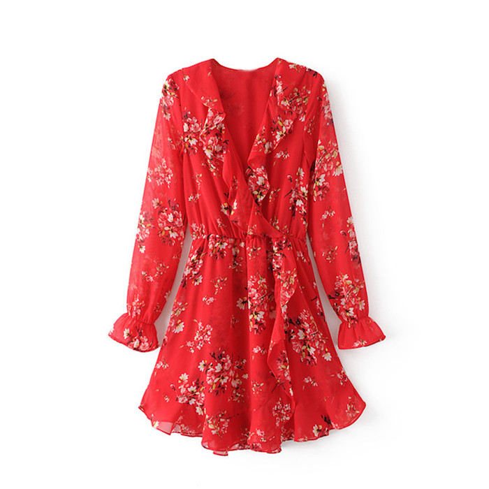 BM70360 Lovely Chiffon Dress Red
