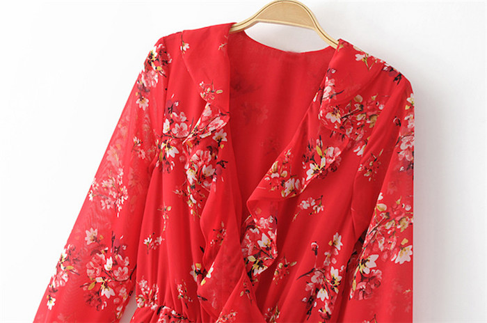 BM70360 Lovely Chiffon Dress Red